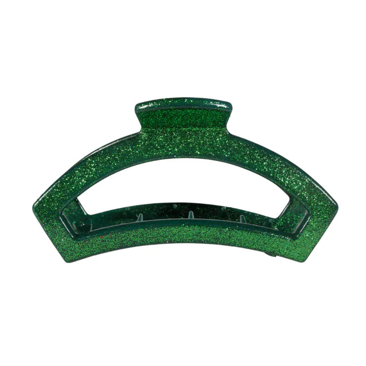 TELETIES OPEN GREEN GLITTER HAIR CLIP-LARGE