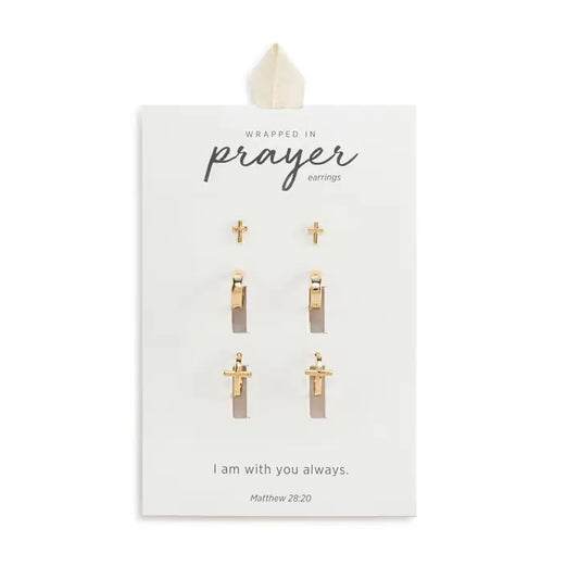 Demdaco Dainty Cross Earrings Set of 3 - Gold