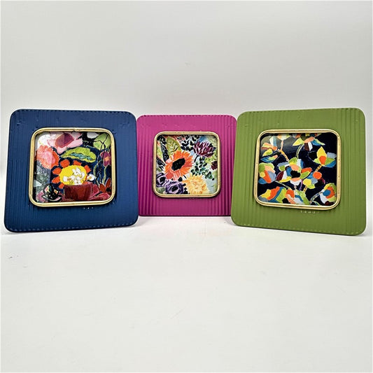 Trade Cie 8x1x8" Metal Framed Table Art, Abstract Floral, Brights ©Tawnya Norton