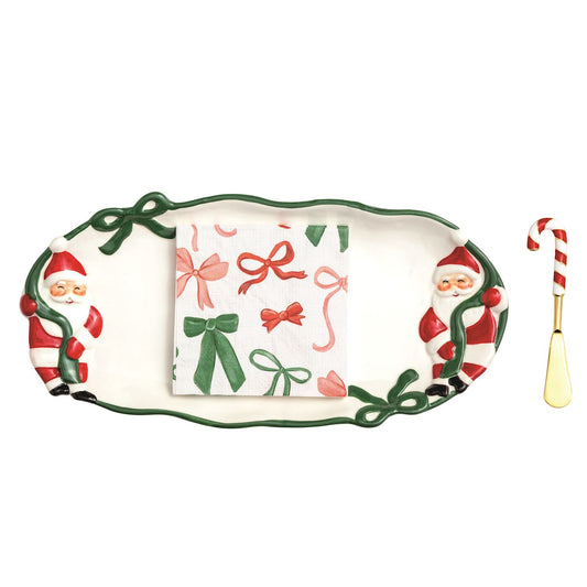 MUD PIE BOW SANTA HOSTESS SET