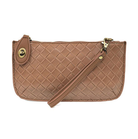 Joy Susan Faux Wide Woven Mini Crossbody Wristlet Clutch-Chestnut