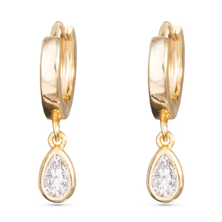 Amanda Blu Cz Teardrop Huggie Earrings