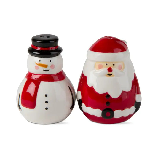 tag Christmas Jolly Santa & Snowman Salt & Pepper Set of 2