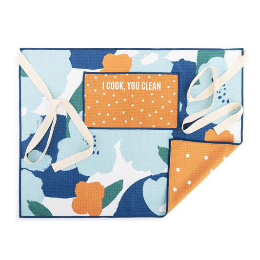 DEMDACO Blue Orange Poppy Absorbent Half Apron - 27x20in
