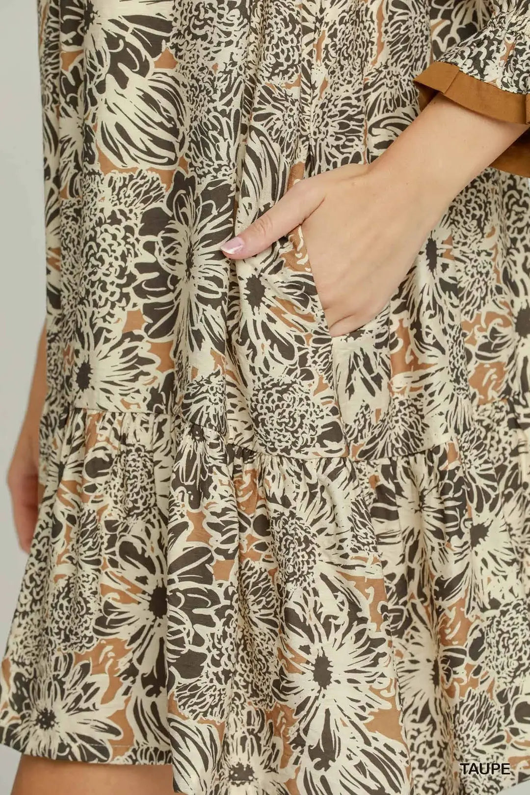 Umgee Floral Print Tiered Dress