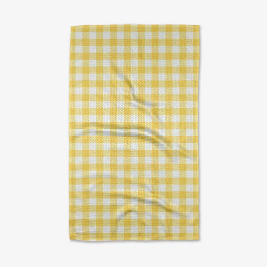 Geometry Lemon Gingham Tea Towel