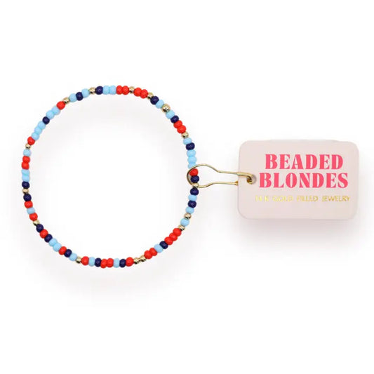 Beaded Blondes Bright Red and Blues Sprinkle Bracelet
