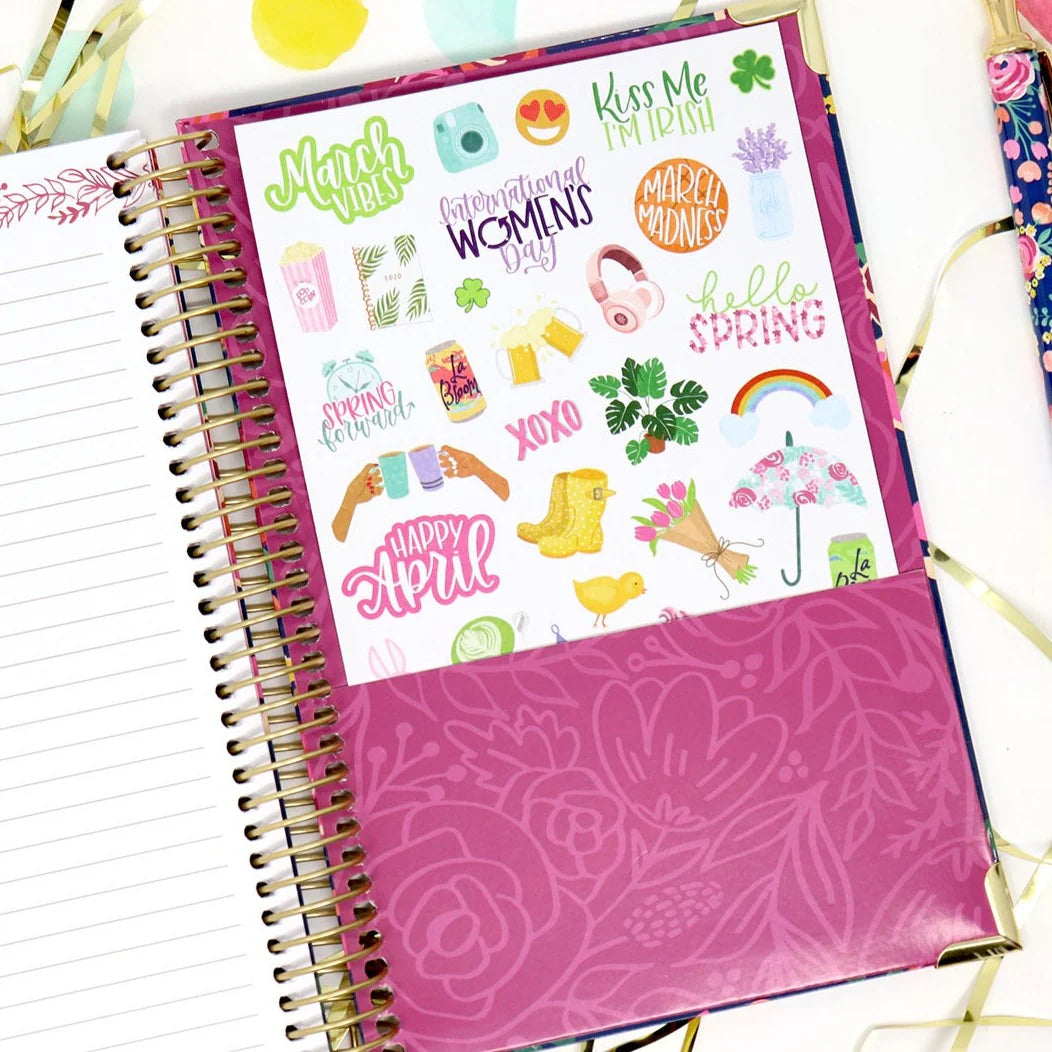 bloom Daily Planners Contact Book, Vintage Floral Gold Stamp