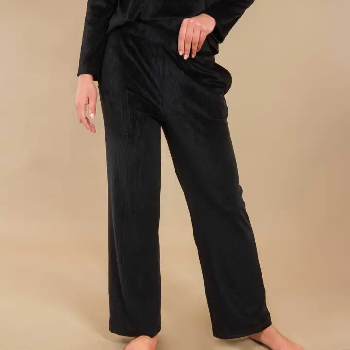 Amanda Blu Black Luxe Lounge Pajama-Set | Soft Velour Pj