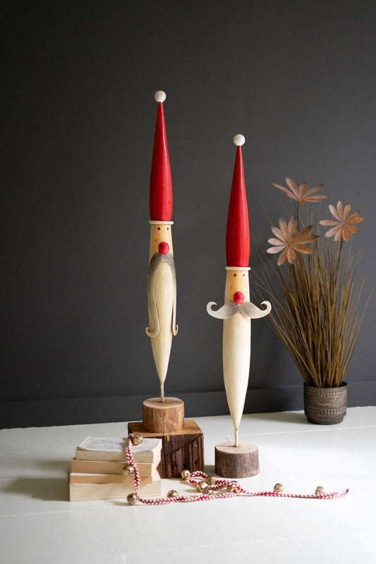 Kalalou Hand-Painted Tall Santa Faces