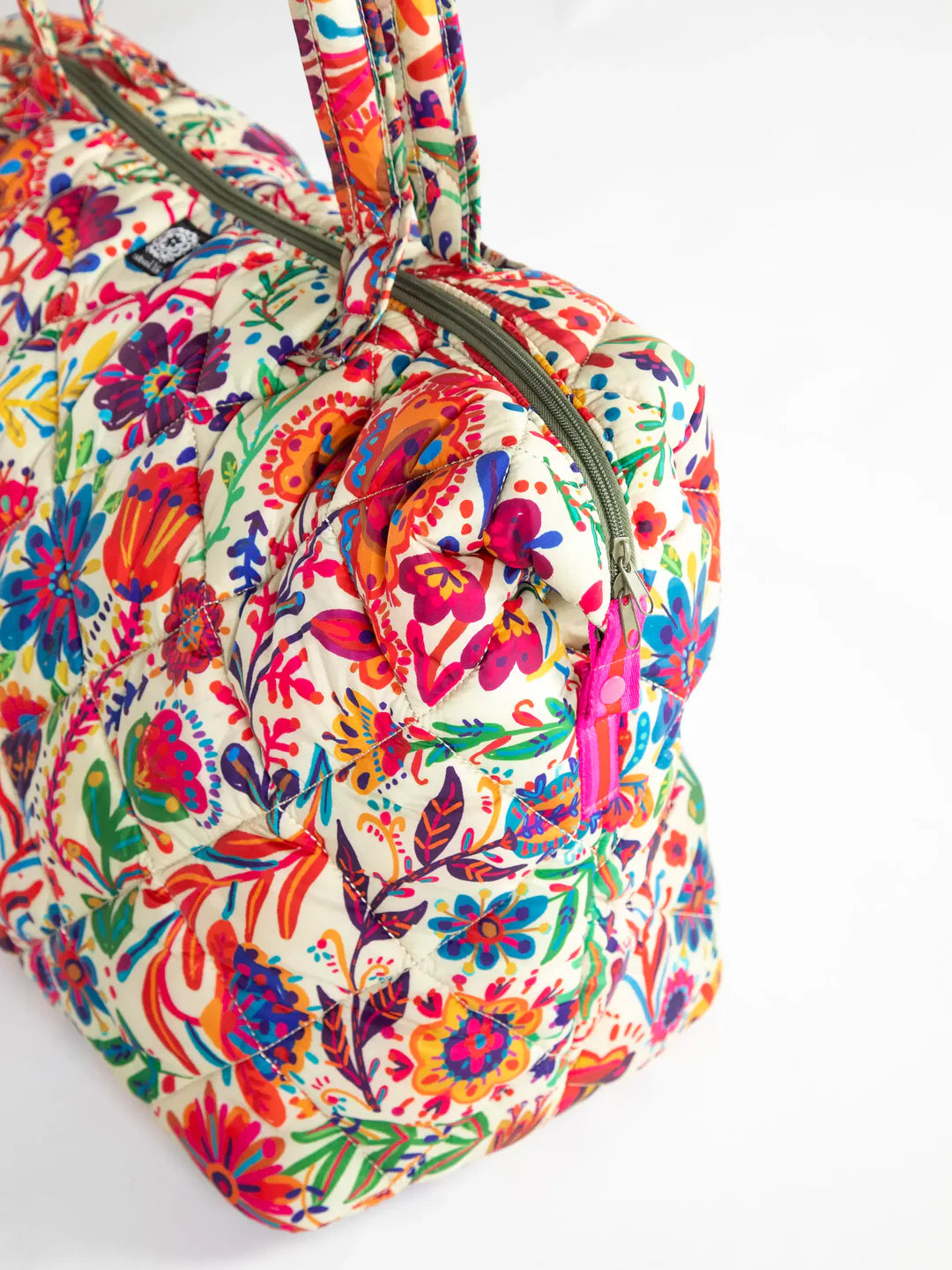 Natural Life Puffy Weekender Bag-Rainbow Cream Floral