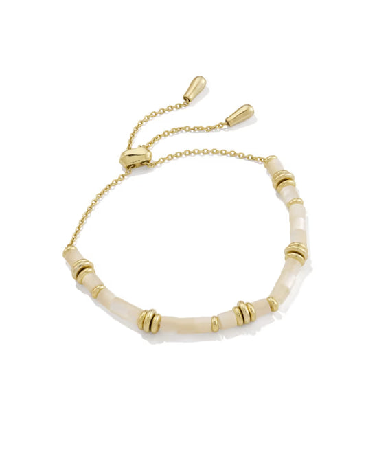 KENDRA SCOTT BREE BEADED DELICATE CHAIN BRACELET GOLD IVORY MOTHER OF PEARL