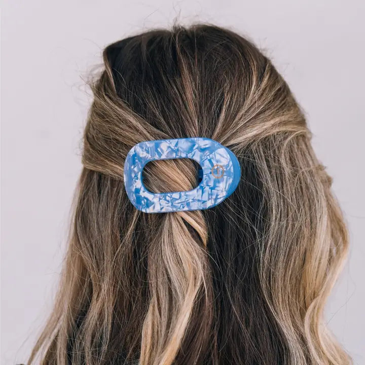 Teleties Flat Round Hair Clip | Small | Blue Lagoon
