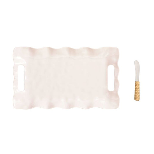 MUD PIE Ruffle Outdoor Tray Set