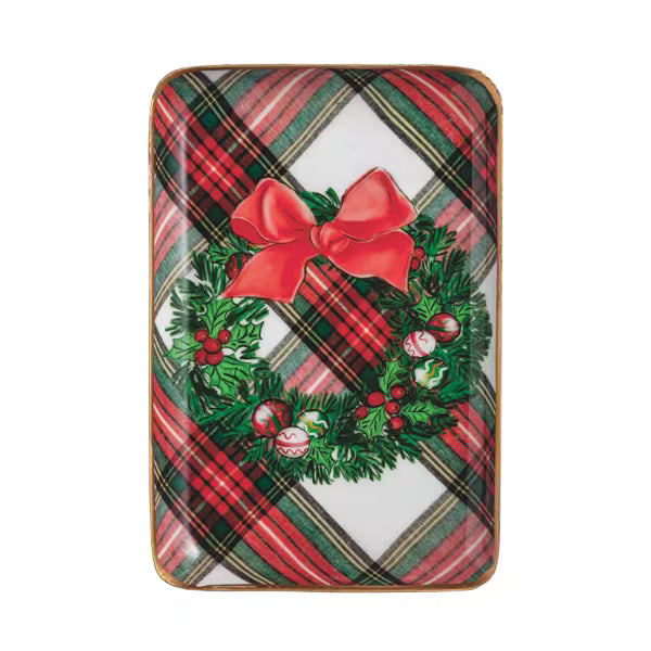 MUD PIE WREATH TARTAN TIDBIT TRAY
