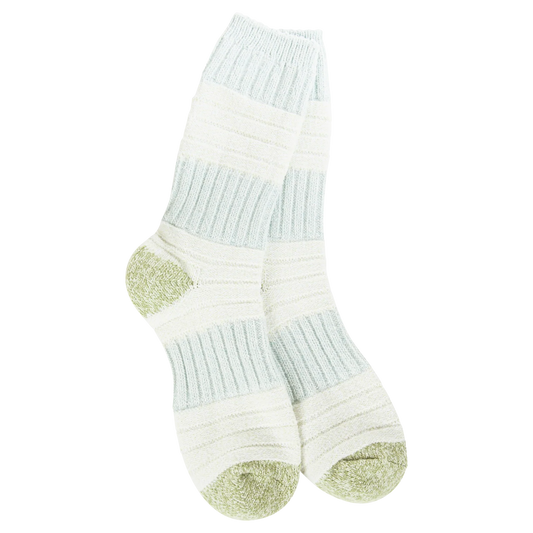 World's Softest Socks Weekend Patch Crew-Green/Blue