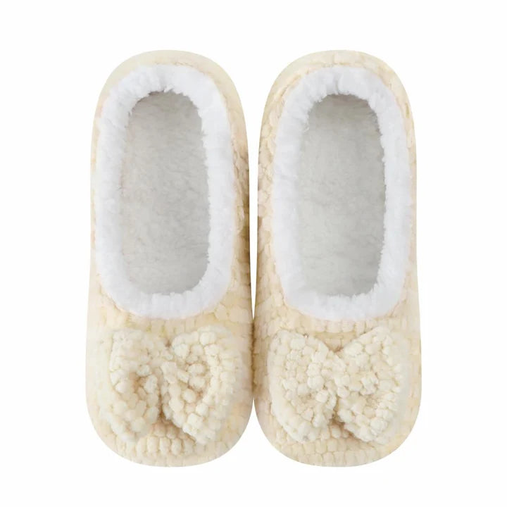 Pretty Plush Ballerina Snoozies Slippers-Cream