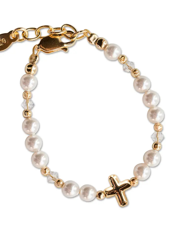 Cherished Moments 14K Gold-Plated Baby Cross Bracelet Baptism & Communion Gift