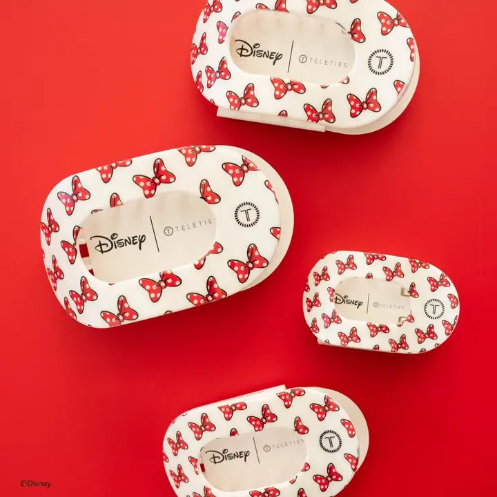 Teleties Flat Round Hair Clip | Tiny | Minnie Mouse Loves Her Bows!