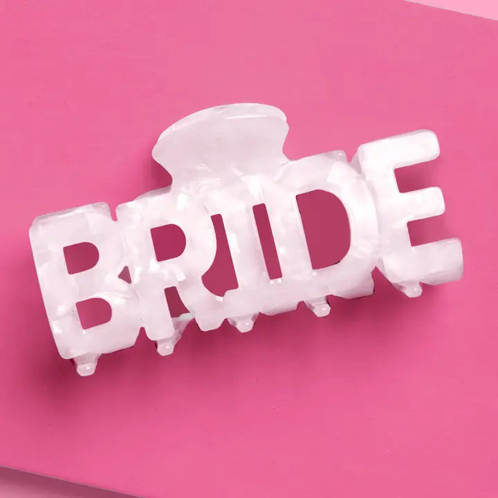 Bride Word Claw Clip | White Marble