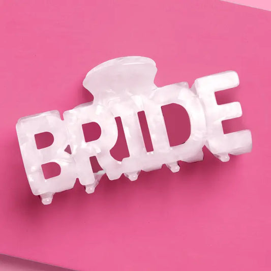 Bride Word Claw Clip | White Marble