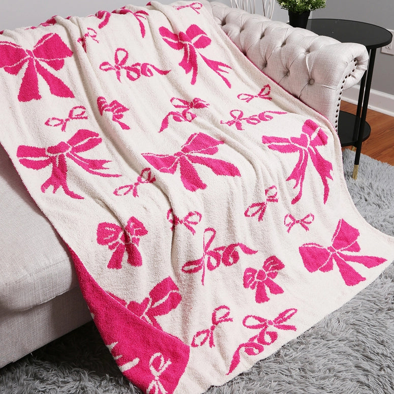 Ribbon Pattern Print Cozy Soft Throw Blanket