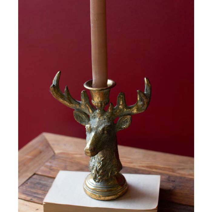 Kalalou Resin Taper Candle Holder / Deer