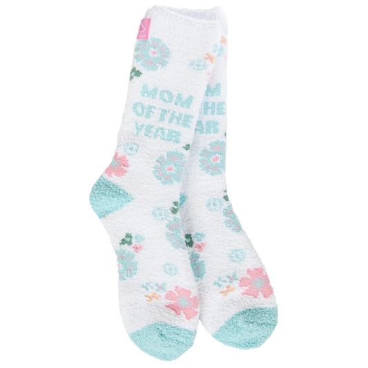 World's Softest Socks Holiday Mother's Day Cozy Crew-White MOTY