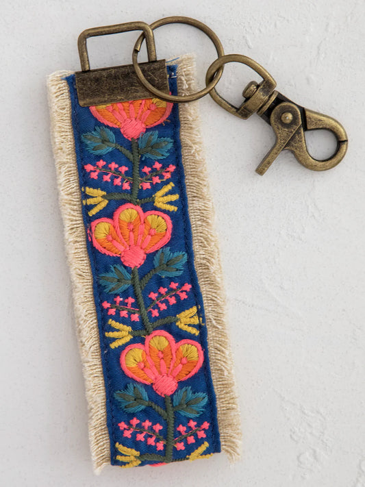 Natural Life Embroidered Key Chain-Navy