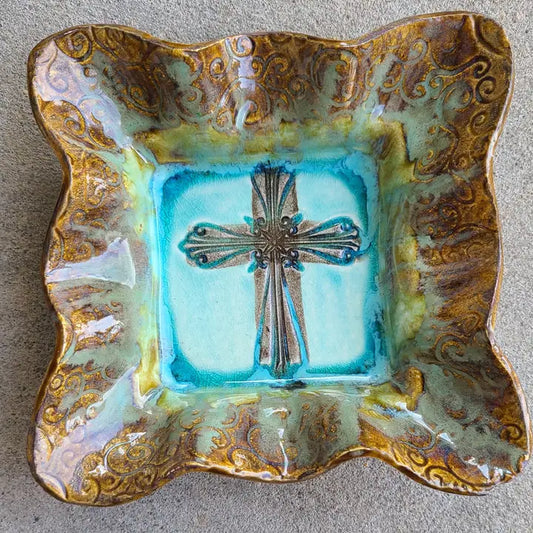 Heartfelt Traditions Condiment Bowl (Turquoise Cross)