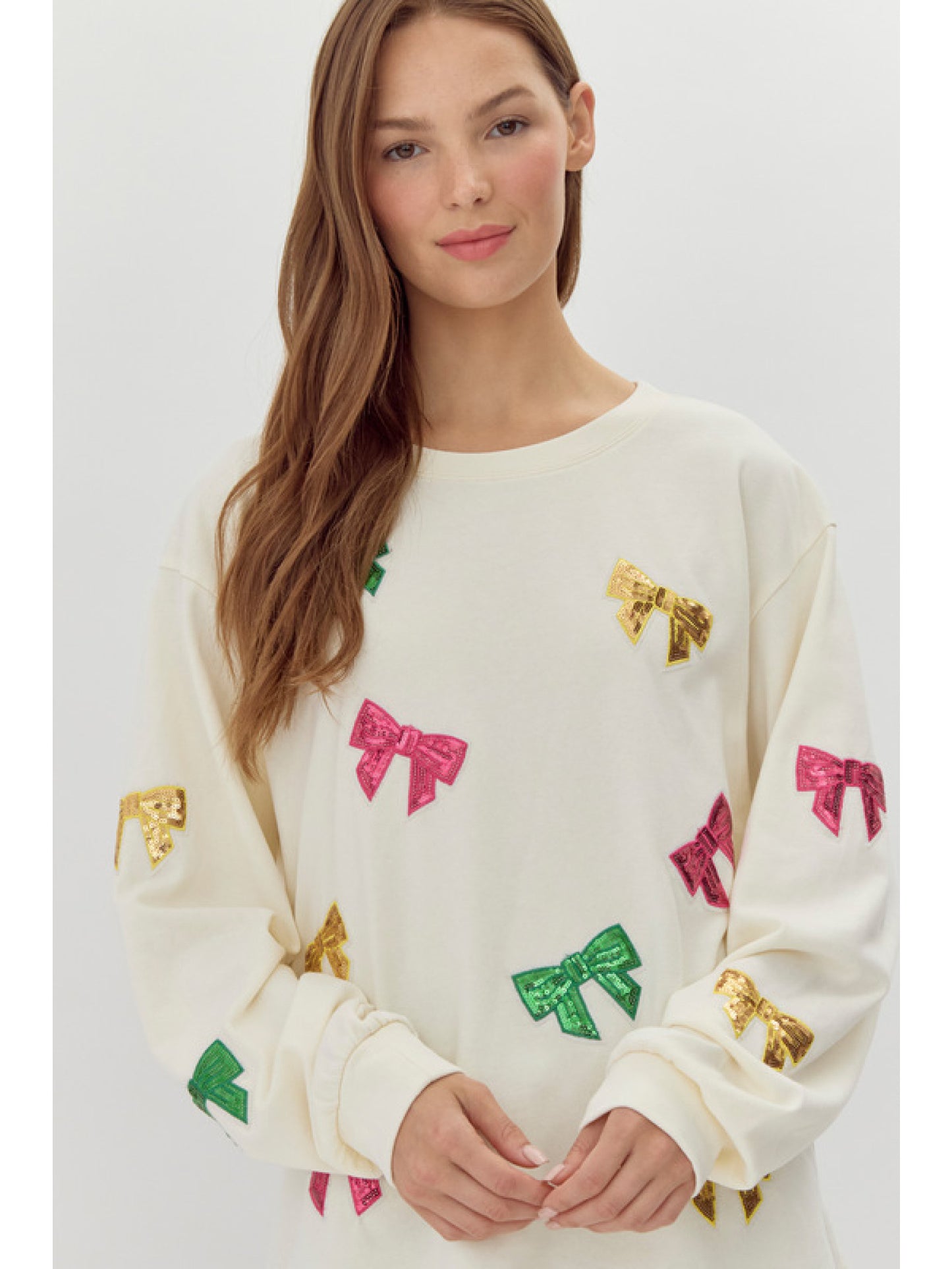 Jodifl Ribbon sequins patch sweatshirts top