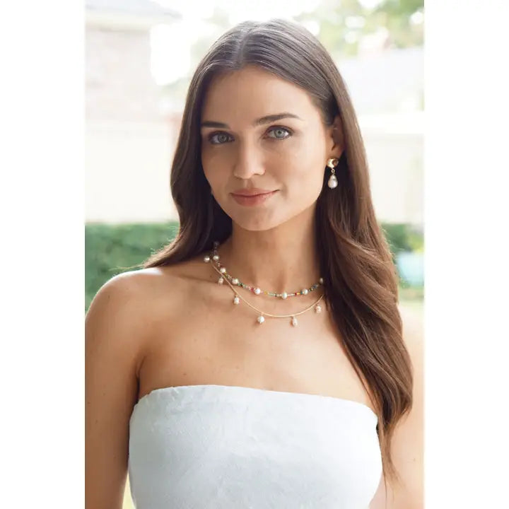 Canvas Style Georgia Pearl & Rainbow Beaded Necklace in Multi