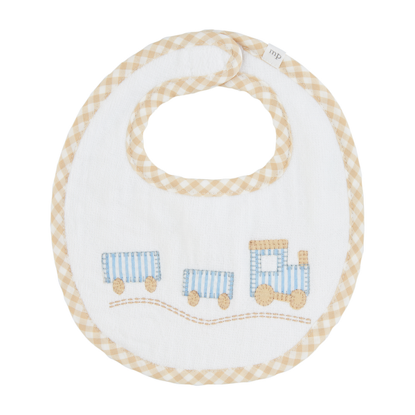 MUD PIE TRAIN APPLIQUE TERRY BIB