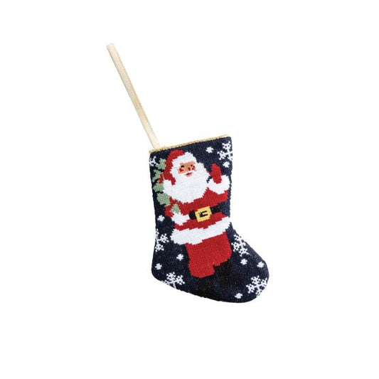 MUD PIE SANTA NEEDLE POINT STOCKING ORNAMENT