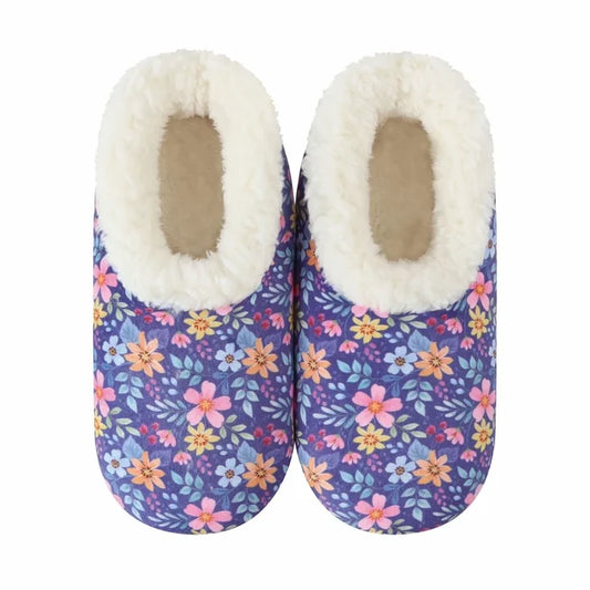Snoozies! Women's Autumn Meadow Slippers-Blue Floral