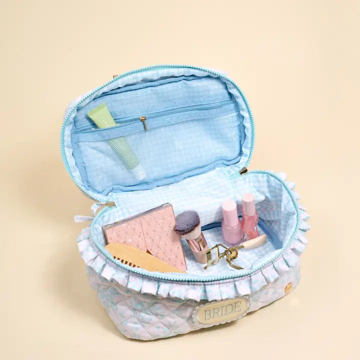 The Darling Effect Glam & Go Quilted Cosmetic Bag–Bride Something Blue