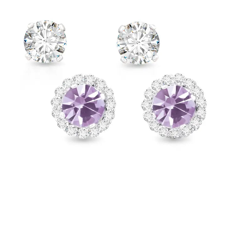 Amanda Blu Birthstone Earrings with Cz Halo Jacket & Clear Cz