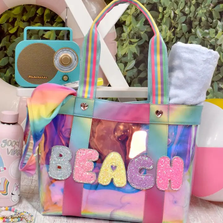 OMG Accessories 'beach' Glazed Clear Tote Bag