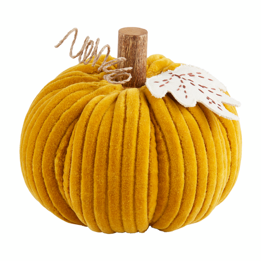 MUD PIE YELLOW CORDUROY PUMPKIN SITTER