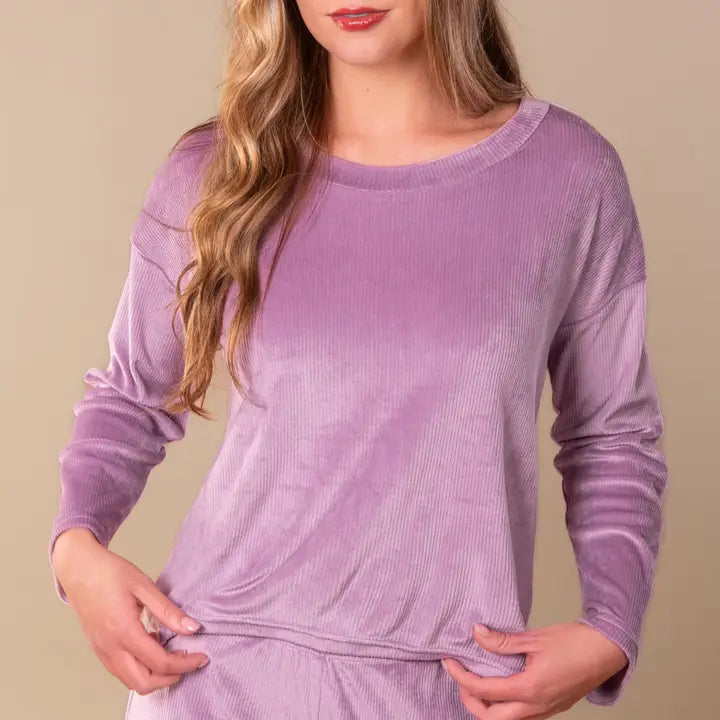 Amanda Blu Lavender Luxe Lounge Pajama Set | Long-Sleeve Velour Pjs