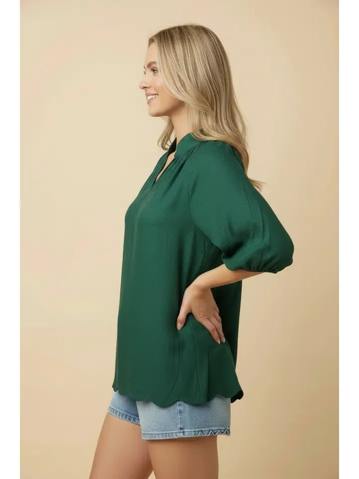 Heimish Three-Quarter Puff Sleeve Blouse