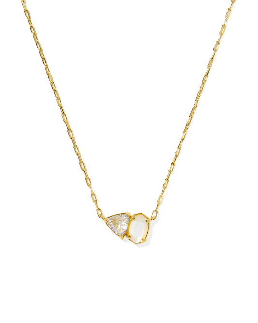 KENDRA SCOTT TATUM SHORT PENDANT NECKLACE GOLD NEUTRAL MIX