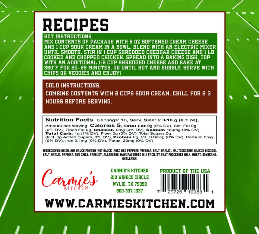 Carmie's Kitchen Buffalo Blitz Dip Mix - Game Day Collection