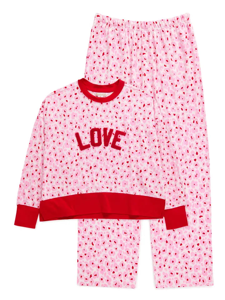 Shiraleah Floral "Love" Ultra-Soft Jersey Knit Pj Sets