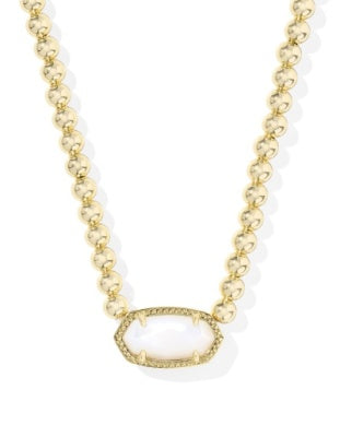 KENDRA SCOTT ELISA BEADED NECKLACE GOLD IVORY MOTHER OF PEARL