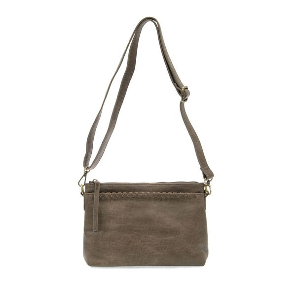 Joy Susan Oakley Whipstitch Topzip Wristlet & Crossbody-Taupe