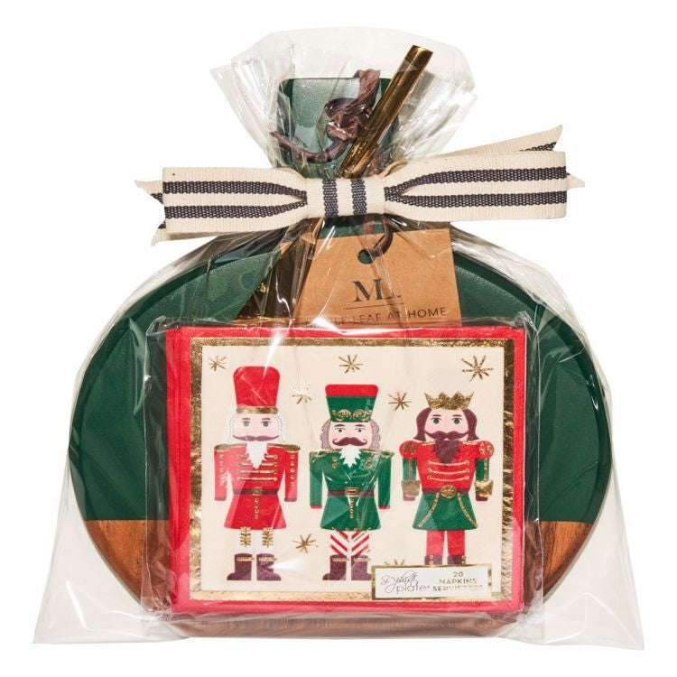 9.75x8\" Green Acacia Bevel Board w/ Gold Spreader