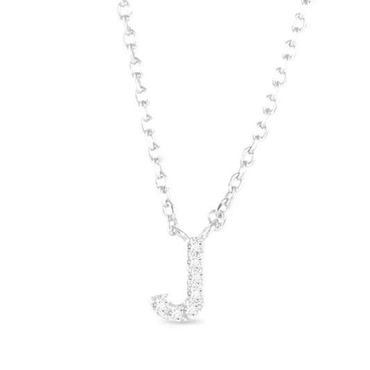 Amanda Blu Silver Cz Initial Necklace - J