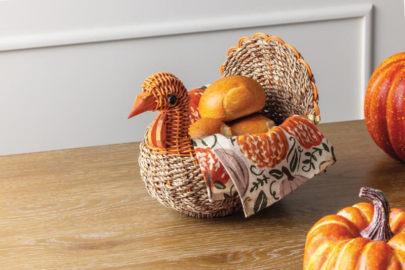 MUD PIE WOVEN TURKEY BREAD BASKET SET