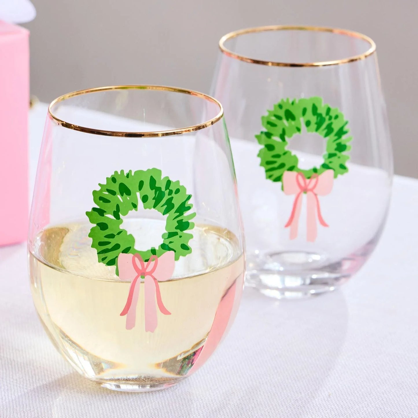 Mary Square Stemless Wine Glass - Rosy Wreaths